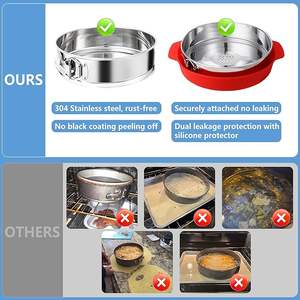 Molde para Pastel Antiadherente de 9 Pulgadas, a Prueba de Fugas, de Acero Inoxidable 304 con Fondo Extraíble de Silicona para Pastel de Queso - Product Image 5