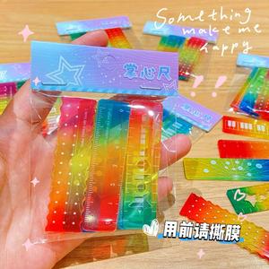 Gradient <b>Candy</b> Color Mini Palm Ruler Set 5 Pieces Plastic Measuring Tool For Students Exam Stationery - Product Image 1