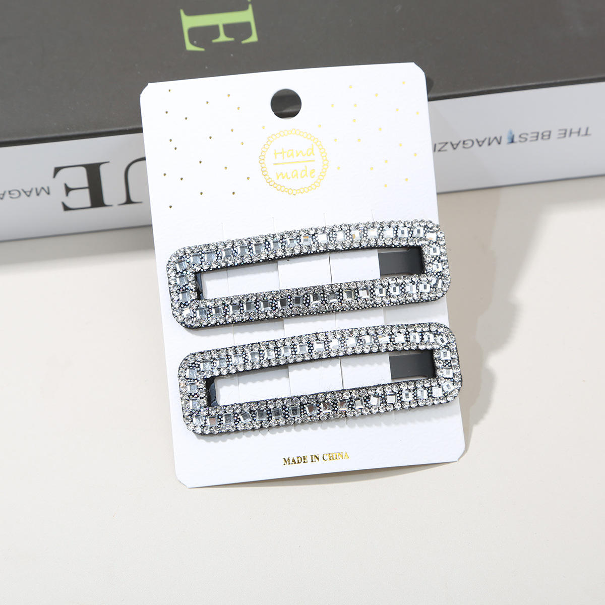 1 silver square two-piece set-square diamond