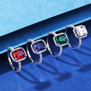 Anillo de Diamantes de Colores para Mujer, Joyería de Moda, Plata de Ley S925, Anillo Rectangular de Rubí, Amuleto para Mujer, Joyería Personalizada de Alta Gama - Product Image 2