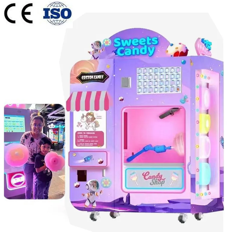 Fully Automatic Sugar Cotton Candy Vending Machine Touch Screen Industrial Cotton Candy Floss Maker Machine Large Automatically