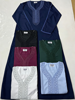 CCY 2026 Maroc Coton Lin Jalabiya Homme Islamique Brodé Musulman Kaftan Boubou Pour Homme Robe Thobe Manches Longues