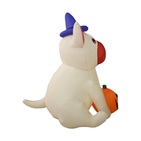 Decorazioni gonfiabili di Halloween Zukakii da 1,5 m con LED, zucca, cappello da strega, cane, per esterni, per feste, giardino, prato