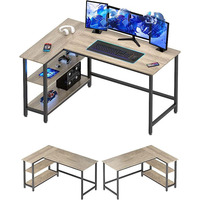 Bureau d'angle populaire pour le télétravail et le gaming, grand bureau d'ordinateur en L blanc et noir