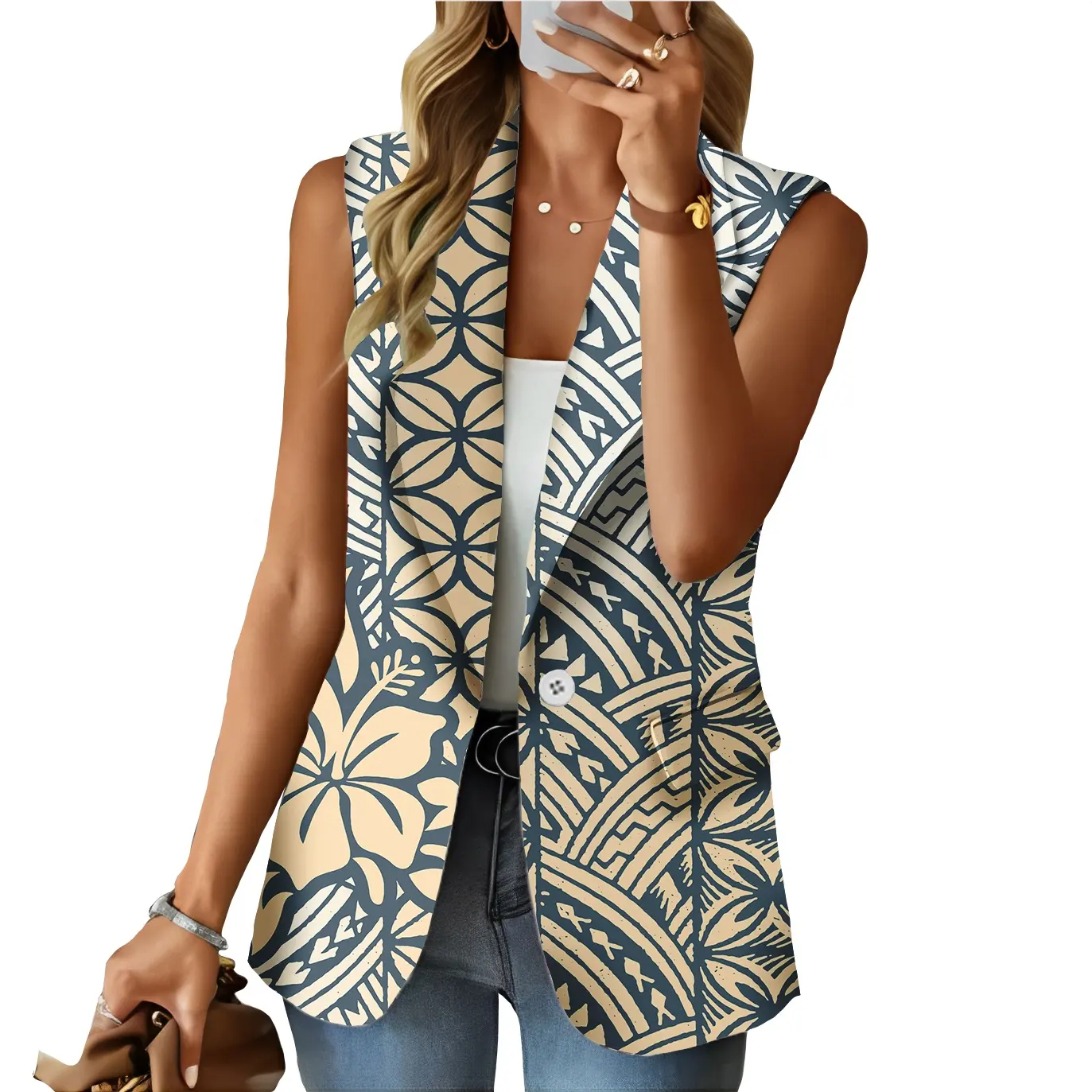 Casual Outfits Designer Fashion Hawaii Island Hibiscus Print Polynesische Pak Kantoor Dames Blazer Vrouwen Kleding