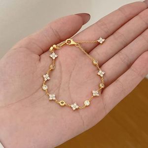 Dylam New Arrival Rhodium 18K Gold Plated Sterling Silver Link Chain 5A Zirconia Four Leaf <b>Clover</b> Flower Pendant <b>Bracelets</b> - Product Image 5