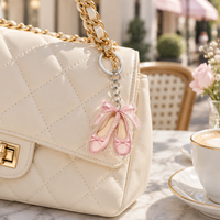 Gantungan Kunci Akrilik Custom Coquette Pink Bow Charm Set 5cm Balletcore Girly untuk Tas, Liontin, Hadiah, Grosir, OEM