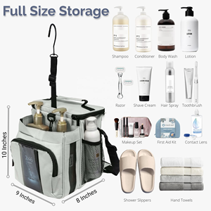 Bolsa de viaje personalizable unisex con cremallera, tela Oxford duradera, bolso de ducha cosmético a la moda, compartimento separado - Product Image 2