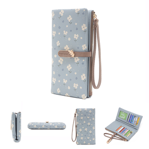 Prettyzys Cartera Larga de Mujer con Diseño de Rayas, Bordado de Letras y Flores, de Cuero PU, con Cierre de Broche, Impermeable, Monedero de Poliéster - Product Image 4