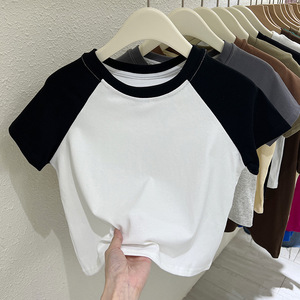 Benutzer definierte Druck Logo Crop <span class=keywords><strong>Top</strong></span> Frauen T-Shirt Plain Loose Casual Baby T-Shirt Baumwolle Cropped Frauen T-Shirt Jersey - Product Image 6