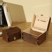 Tirelire rustique en bois pour enfants, coffre au trésor en bois avec serrure, boîte à économies vintage en bois, vente en gros d'usine