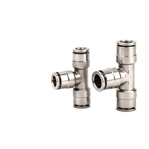 Copper Nickel Plated Pneumatic <b>Quick</b> <b>Connector</b> Tee Reducer PE6 8 10 PEG12 8 High Temperature - Product Image 1