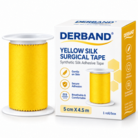 Bande adhésive chirurgicale en soie jaune 5cm x 4.5m, fabricant de ruban adhésif médical, OEM, vente en gros, marque privée