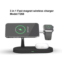 Estación de carga AFY de aleación de zinc de alta calidad 5 en 1 para teléfono, reloj, auriculares, cargador inalámbrico magnético rápido de 15W con lámpara nocturna