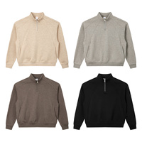 Fabricants de vêtements – Nouveau sweat à capuche demi-zip 320G pour homme, coupe ample, col polo mélangé, manches longues, collection automne-hiver