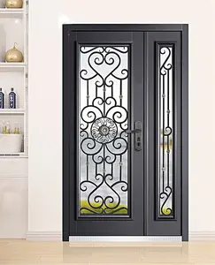 Porte d'entrée de cour de villa fantaisie personnalisée, porte en aluminium à double vitrage, style personnalisable