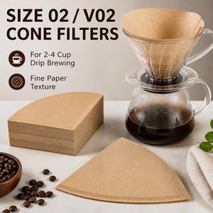 Filtres à café coniques <span class=keywords><strong>V02</strong></span>, <span class=keywords><strong>200</strong></span> unités, papier naturel non blanchi, pour cafetière à filtre 2-4 tasses - Product Image 2