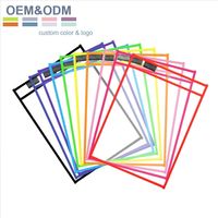 Superficie de escritura reutilizable que reduce el desperdicio, bolsillos transparentes de colores para borrado en seco, suministros de oficina duraderos, bolsa de archivo borrable