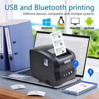 Mini Impresora Térmica de Etiquetas USB 2-1-365B, Impresora de Recibos y Etiquetas de Códigos de Barras en Blanco y Negro, Rango de Impresión de 20-80 mm, Compatible con Windows, en Existencia