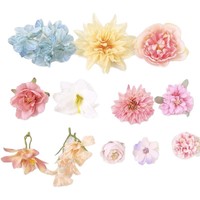 Fleurs artificielles en soie faites à la main de 3 à 10 cm, embellissements floraux mixtes, imperméables, pour épingles à cheveux, mariages, murs, fête des mères, remises de diplômes