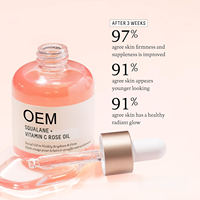 Sérum Visage OEM au Squalane, Vitamine C, Huile de Rose, Niacinamide, Zinc PCA, Raffermissant, Anti-Âge, Éclaircissant et Hydratant, 30ml pour la Peau