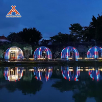 Dôme géodésique préfabriqué rond en polycarbonate PC Kawagebo Kamp (KK) 4,8 m / 15,75 pi, type igloo, 18 ㎡   Hôtel-bulles de glamping