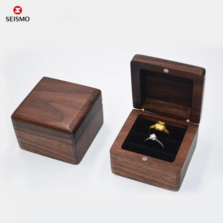 Venta al por mayor de lujo personalizado de madera tesoro joyería anillo caja joya caja de embalaje para regalos embalaje