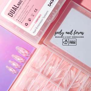 Venta al por mayor 120 Uds almohadilla de Gel suave transparente francés de doble forma para verter Ongles almendra extensión de puntas de uñas ataúd completo - Product Image 2