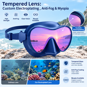 Máscara de Snorkel de Vidrio Templado de Silicona sin Marco, Diseño de Bajo Volumen para Adultos y Niños, Antivaho, Protección UV, Impermeable, Ecológica - Product Image 5