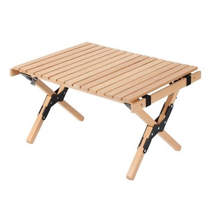 Wholesale Outdoor High Quality Solid Wood Egg Roll <b>Table</b> Wood <b>Table</b> Portable Camping <b>Folding</b> <b>Table</b> Set - Product Image 5
