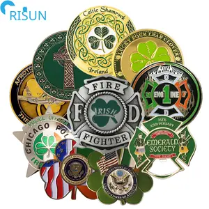 Factory Customized 3D Enamel Lucky Clover Shamrock Ireland Irish Commemorative Challenge Coins Custom Irish Challenge Coin