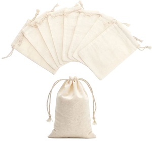 Sacs en toile écologique imprimés en coton et lin avec cordon de serrage, emballage personnalisé avec logo, sac à cordon - Product Image 1
