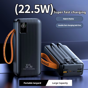 Hot bán công suất lớn xách tay 4USB Type-C đầu ra 30000/50000mAh ngân hàng điện cáp kép sạc với màn hình LCD hiển thị và dây buộc - Product Image 6