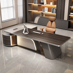 โต๊ะสำนักงานสำหรับผู้บริหารโต๊ะเจ้านายหรูดีไซน์ทันสมัยและมีไฟ LED - Product Image 1