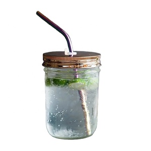 Mạ Điện Rose Gold Đồng Thép Không Gỉ Mason Jar Nắp Mạ Điện Với Vòng Silicone - Product Image 5