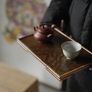Xiangfei Bamboo Rock <b>Tea</b> <b>Tray</b>, <b>Tea</b> Saucer, <b>Tea</b> Serving <b>Tray</b>, Scholar's <b>Tea</b> Set Storage <b>Tray</b>, Antique <b>Tea</b> <b>Tray</b>, Dry Brewing Table - Product Image 1