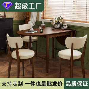 Mesa de Comedor Ovalada Plegable de Madera con Acabado en Nogal, Mecanismo de Empuje y Tracción, para Sala de Estar - Product Image 5