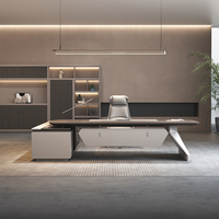 Set Scrivania e Sedia da Ufficio Direzionale Moderno, Arredamento Completo di Lusso per Ufficio, Scrivania Direzionale a L per AD e Manager dal Design Moderno