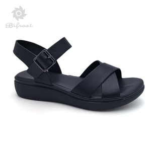 Sandales compensées blanches pour femmes, à bride de cheville réglable, respirantes, confortables, chaussures décontractées quotidiennes pour l'été - Product Image 2