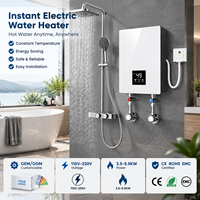 Chauffe-eau instantané compact 5,5 kW sans réservoir, ensemble de douche électrique en acier inoxydable mural, vente en gros, 220V 230V, fabrication ODM