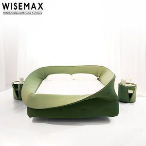 WISEMAX-muebles de dormitorio nórdicos, marco de madera de tamaño King, borde plegable, tela elástica verde, software de <span class=keywords><strong>cama</strong></span> para el hogar - Product Image 4