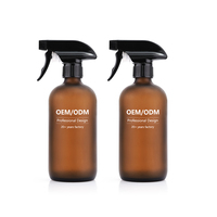 Großhandel 500ml 16oz Maßgefertigte Luxus Nachfüllbare Mattierte Handdesinfektions-Alkohol-Reinigung Raumspray Bernsteinfarbene Glasflasche