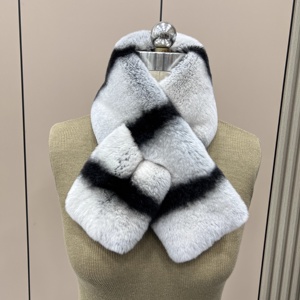 Luxe Femmes Rex <span class=keywords><strong>Fourrure</strong></span> Foulards Double Face <span class=keywords><strong>Fourrure</strong></span> Doux Réel Rex <span class=keywords><strong>Fourrure</strong></span> Col Chinchilla Rex Lapin Écharpe - Product Image 2