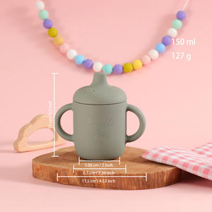 Taza de silicona personalizada y taza de entrenamiento para bebés de 6 a 12 meses, Caño suave y asas, taza de agarre fácil irrompible para niños - Product Image 2