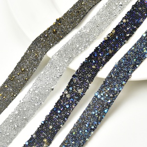 2021 Chất lượng cao Rhinestone lưới TRIM/lưới CuộN sắt trên keo pha lê dải 1.5cm chiều rộng - Product Image 2