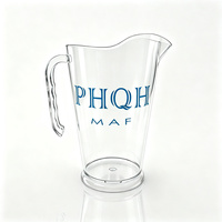 Pichet à filtre à eau en plastique sans BPA de 1,5 L avec poignée large pour cruche d'eau froide/chaude, cruche à jus pour réfrigérateur