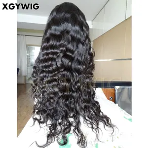 Stock 8"-30" medium density free parting natural color virgin unprocessed deep body wave full lace wigs Malaysian hair