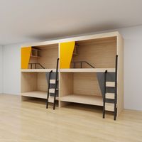 Lit superposé double surdimensionné moderne avec escalier large et structure en bois robuste pour chambre à coucher et suite parentale