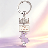 Porte-clés souvenir de voyage en métal lourd, plaqué argent gravé en alliage de zinc, personnalisé en Chine