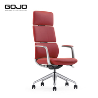 Chaise de bureau de direction moderne haut de gamme en cuir, dossier haut, pivotante, avec accoudoirs en aluminium pour PDG